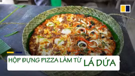 Độc đáo hộp đựng pizza làm từ lá dứa tại Philippines