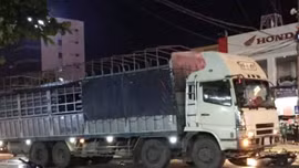  Xe tải mang biển kiểm soát của Lào tông nhiều phương tiện dừng đèn đỏ