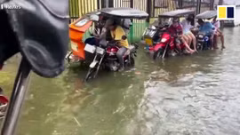 Các lái xe ở Philippines 'độ' xe cao hơn để chở khách mùa ngập