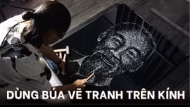 Độc đáo chàng trai dùng búa vẽ tranh trên kính