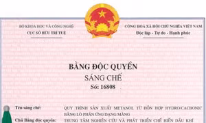 Cấp bằng độc quyền sáng chế cho quy trình sản xuất methanol 