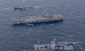 Tàu sân bay Mỹ tuần tra ngoài khơi bán đảo Triều Tiên 
