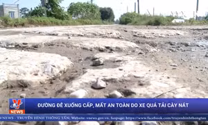 Đường đê xuống cấp, mất an toàn do xe quá tải cày nát