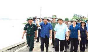 Thủ tướng Nguyễn Xuân Phúc trực tiếp đi thị sát, hộ đê tại Ninh Bình