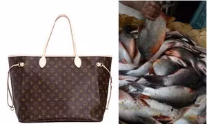 Hài hước lý do bà cụ dùng túi hiệu Louis Vuitton đựng cá