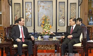 Chủ tịch nước tiếp Ủy viên Thường vụ BCT Đảng Cộng sản Trung Quốc Lưu Vân Sơn