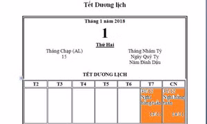 Tết dương lịch 2018 được nghỉ bao nhiêu ngày?