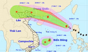 Bão số 7 tiếp tục mạnh lên, vùng tâm bão gió giật cấp 14