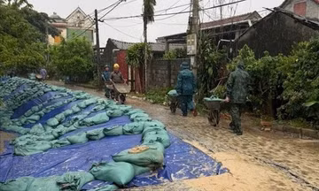Huy động lực lượng gia cố các điểm sạt lở, sụt lún nghiêm trọng