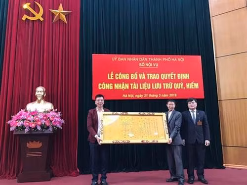 Đạo sắc phong tại đền Trấn Vũ được công nhận tài liệu lưu trữ quý hiếm