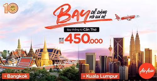 AirAsia mở đường bay Cần Thơ – Kuala Lumpur