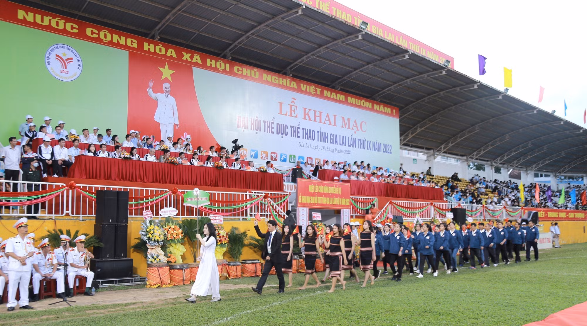 Đại hội Thể dục thể thao tỉnh Gia Lai lần thứ IX- 2022 có sự tham dự của trên 1.800 vận động viên xuất sắc. Ảnh: Quang Thái- TTXVN