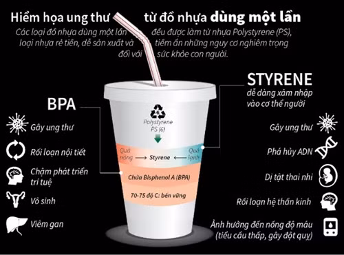 Hiểm họa ung thư từ đồ nhựa dùng một lần