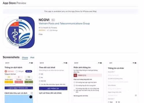 Dịch COVID-19: Ứng dụng khai báo y tế toàn dân NCOVI đã có mặt trên hệ điều hành iOS