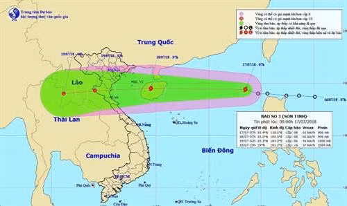 Thời tiết ngày 18/7: Bão số 3 ảnh hưởng trực tiếp đến khu vực ven biển Thái Bình đến Hà Tĩnh