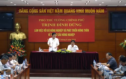 Phó Thủ tướng Trịnh Đình Dũng làm việc với Bộ Nông nghiệp và Phát triển nông thôn về tái cơ cấu nông nghiệp