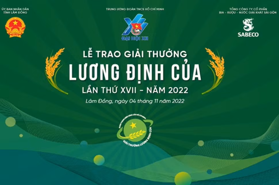 Giải thưởng Lương Định Của năm 2022 được trao cho 32 gương thanh niên nông thôn tiêu biểu với ý chí vươn lên làm giàu và đạt thành tích cao trong toàn quốc.Ảnh:vietnamplus.vn 