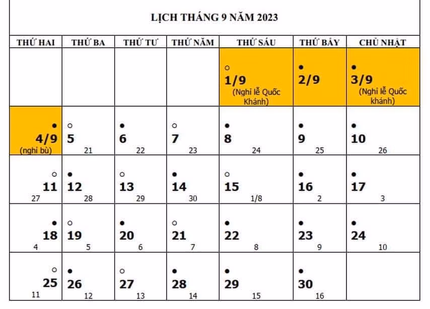 Nghỉ Lễ Quốc khánh 2/9/2023 trong 4 ngày liên tục