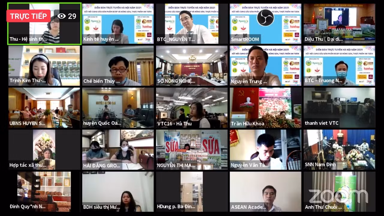 Diễn đàn trực tuyến Hà Nội 2021 - kết nối cung cầu sản phẩm OCOP và nông sản, thực phẩm an toàn