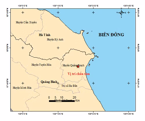 Động đất độ lớn 4.0 tại Quảng Bình