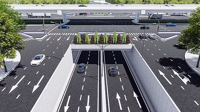 Minh họa nút giao khác cốt đường Thống Nhất và đường Việt Bắc thuộc tiểu dự án Thái Nguyên. Ảnh: baoxaydung.vn