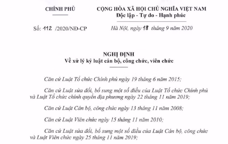 Quy định mới về xử lý kỷ luật cán bộ, công chức, viên chức