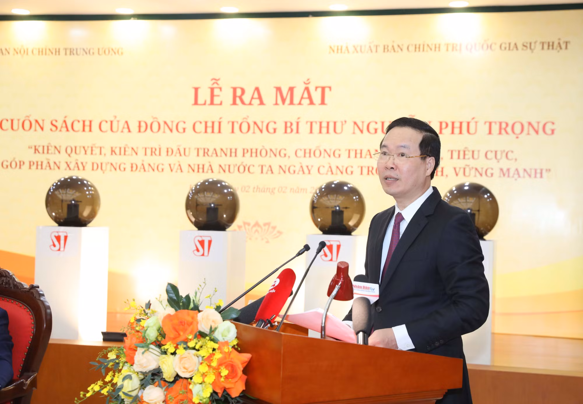 Đồng chí Võ Văn Thưởng, Uỷ viên Bộ Chính trị, Thường trực Ban Bí thư phát biểu tại buổi lễ. Ảnh: Phương Hoa - TTXVN