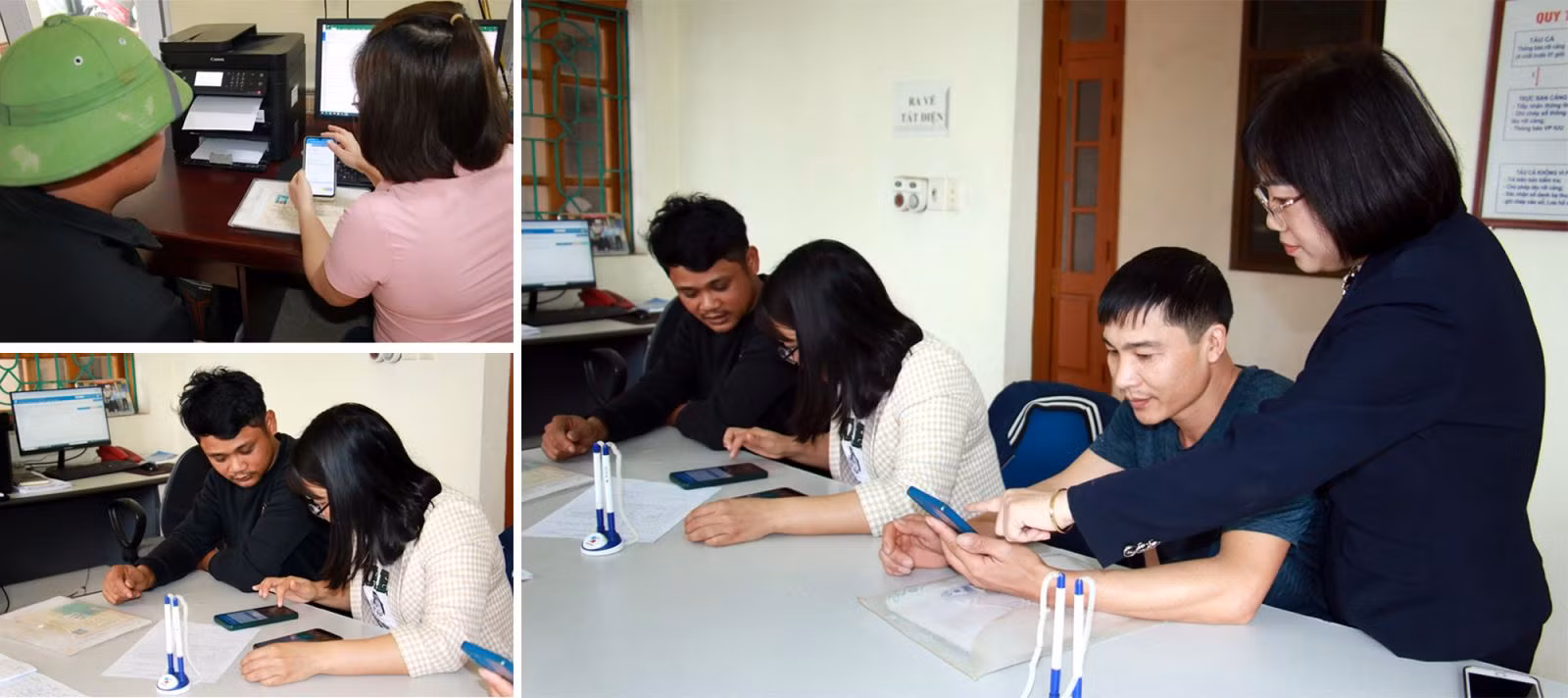 Hướng dẫn ngư dân đăng ký xuất nhập cảng điện tử tại cảng Ninh Cơ (huyện Hải Hậu, tỉnh Nam Định).