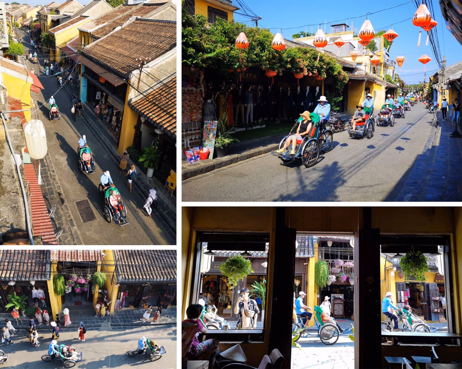 Du khách tham quan Phố cổ Hội An bằng xích lô.