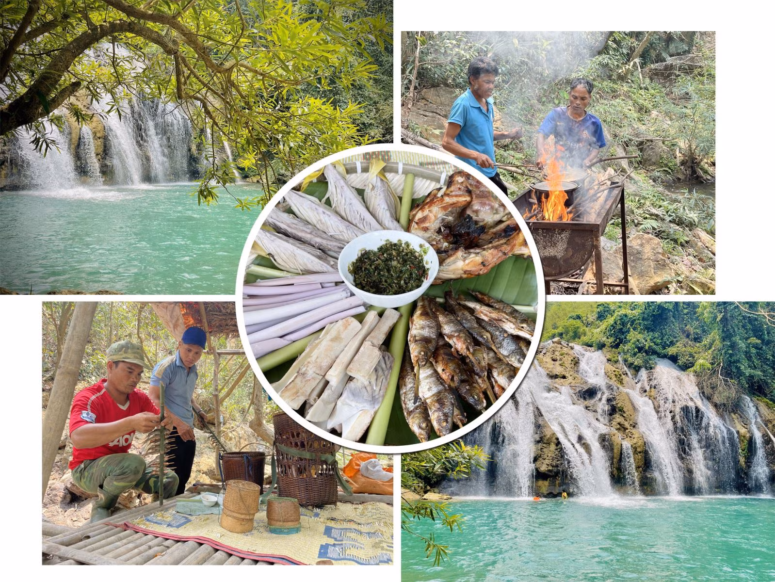 Đồng bào Vân Kiều trong Tổ du lịch cộng đồng Tà Puồng chuẩn bị đồ ăn cho du khách với những món ăn truyền thống.
