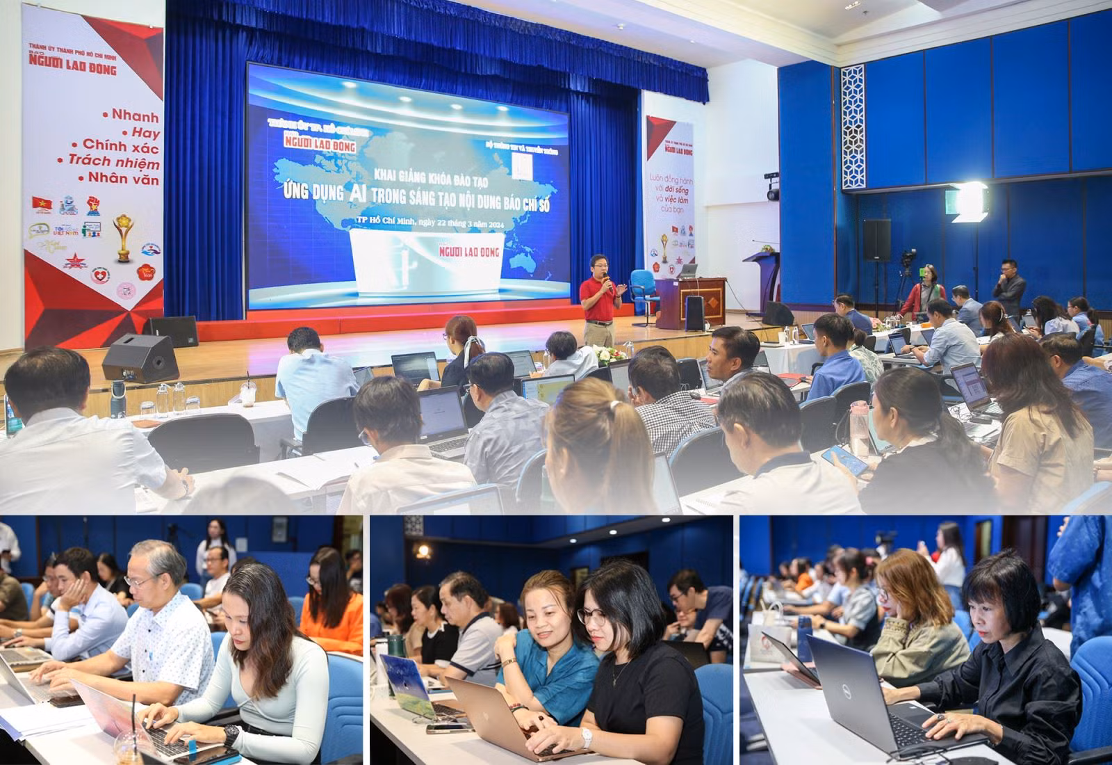 Báo Người lao động đã phối hợp với một đơn vị thuộc Bộ Thông tin và Truyền thông mở khóa đào tạo “Ứng dụng AI trong sản xuất tác phẩm báo chí số”.