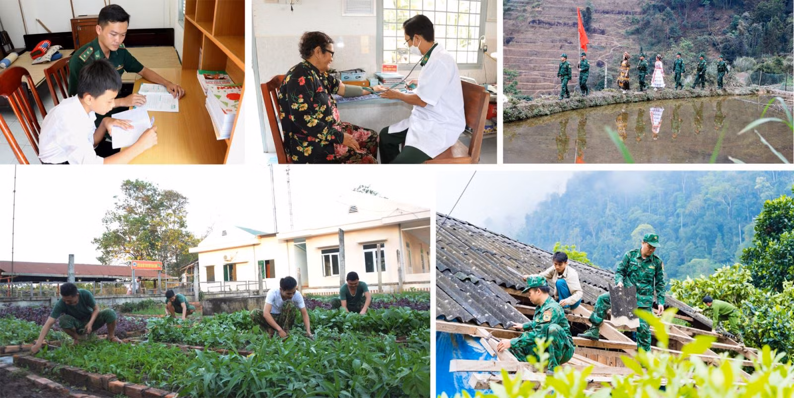 Bộ đội biên phòng triển khai nhiều phong trào, chương trình, mô hình giúp dân phát triển kinh tế, xã hội, như: “Nâng bước em tới trường - Con nuôi đồn Biên phòng”; “Thầy giáo quân hàm xanh”; “Thầy thuốc quân hàm xanh”; “Bộ đội Biên phòng chung sức xây dựng nông thôn mới”...