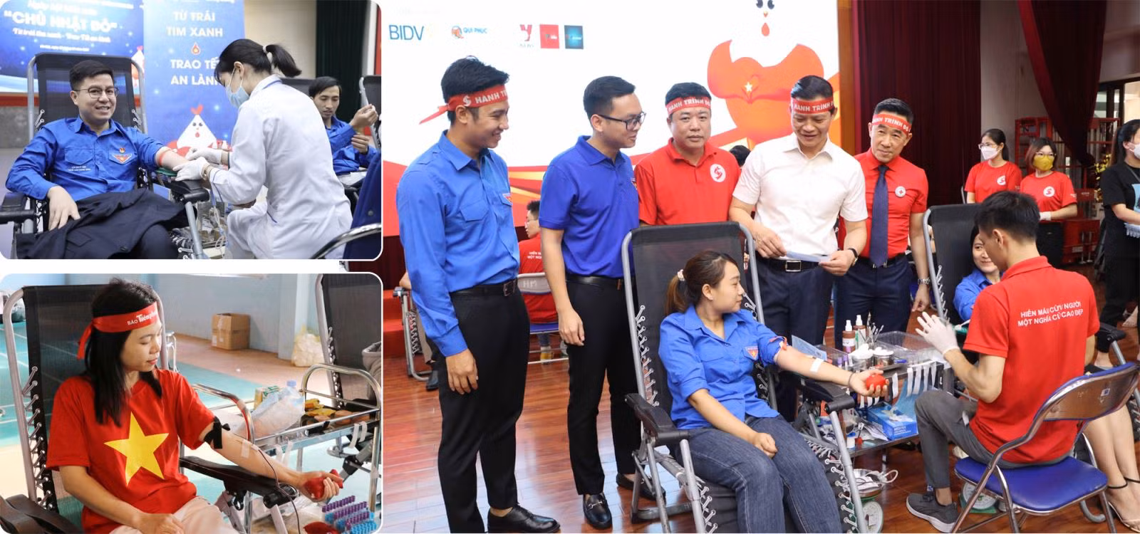 Các đoàn viên, thanh niên tham gia hiến máu tình nguyện.