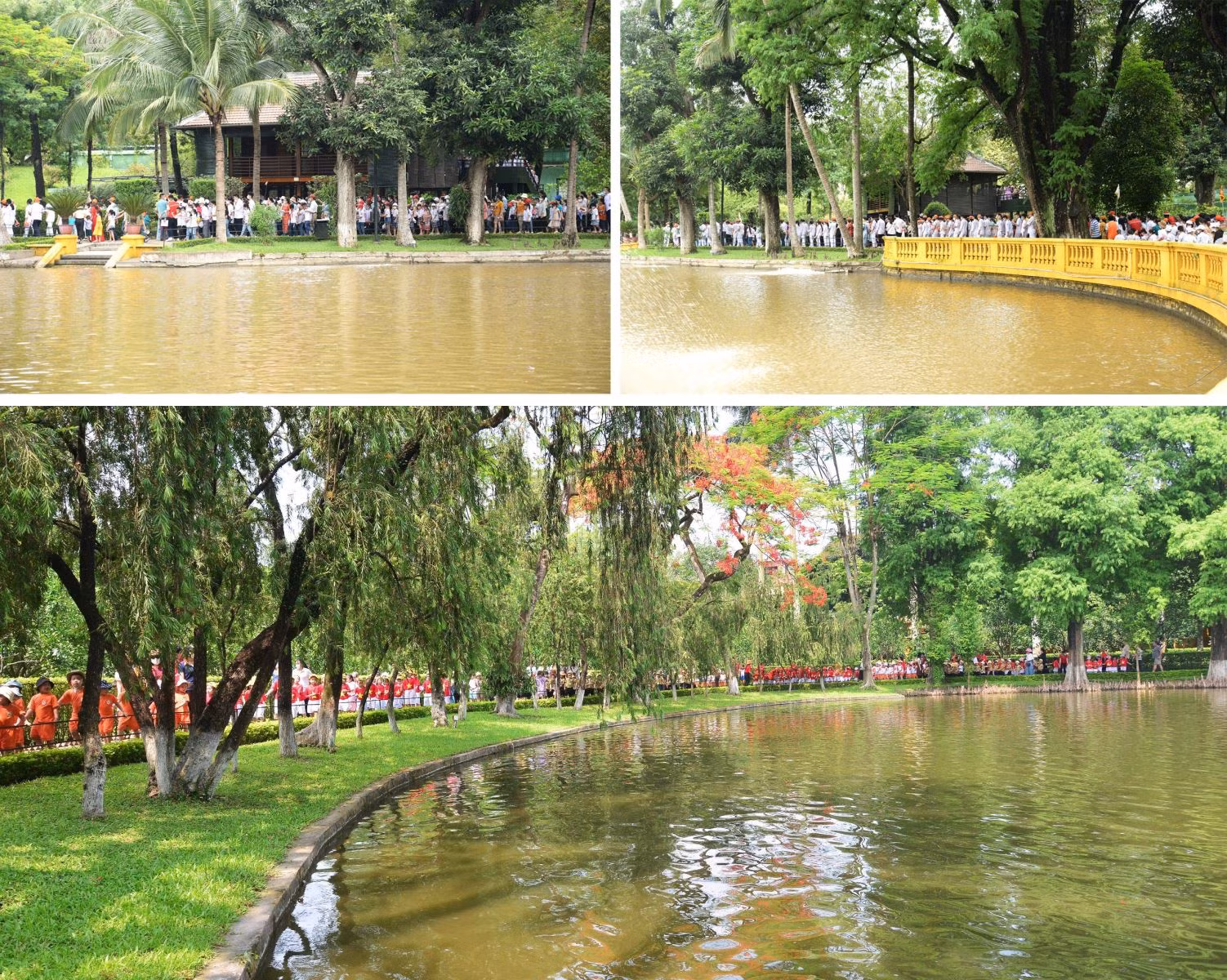 Ngôi nhà sàn trong Khu Di tích Chủ tịch Hồ Chí Minh tại Phủ Chủ tịch đã đón tiếp rất nhiều đoàn khách.