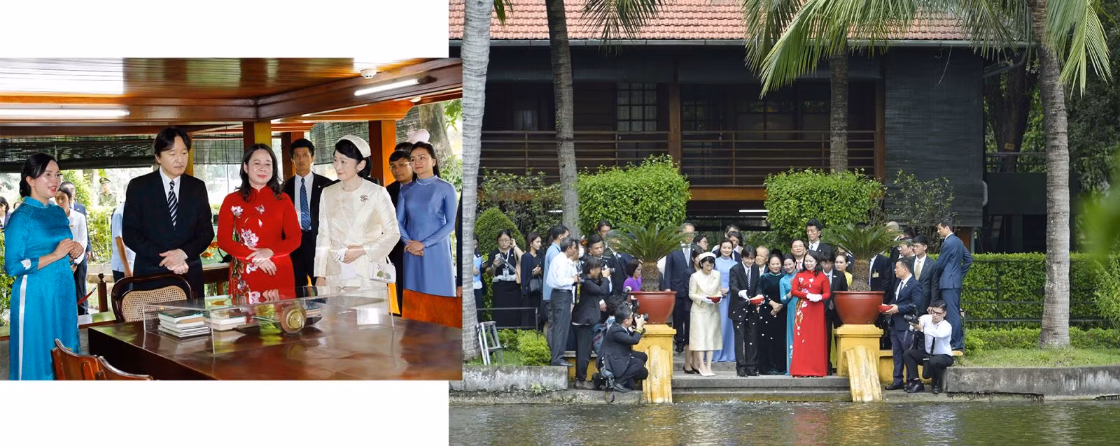 Hoàng Thái tử Nhật Bản Akishino và Công nương Kiko thăm Khu di tích Chủ tịch Hồ Chí Minh tại Phủ Chủ tịch.