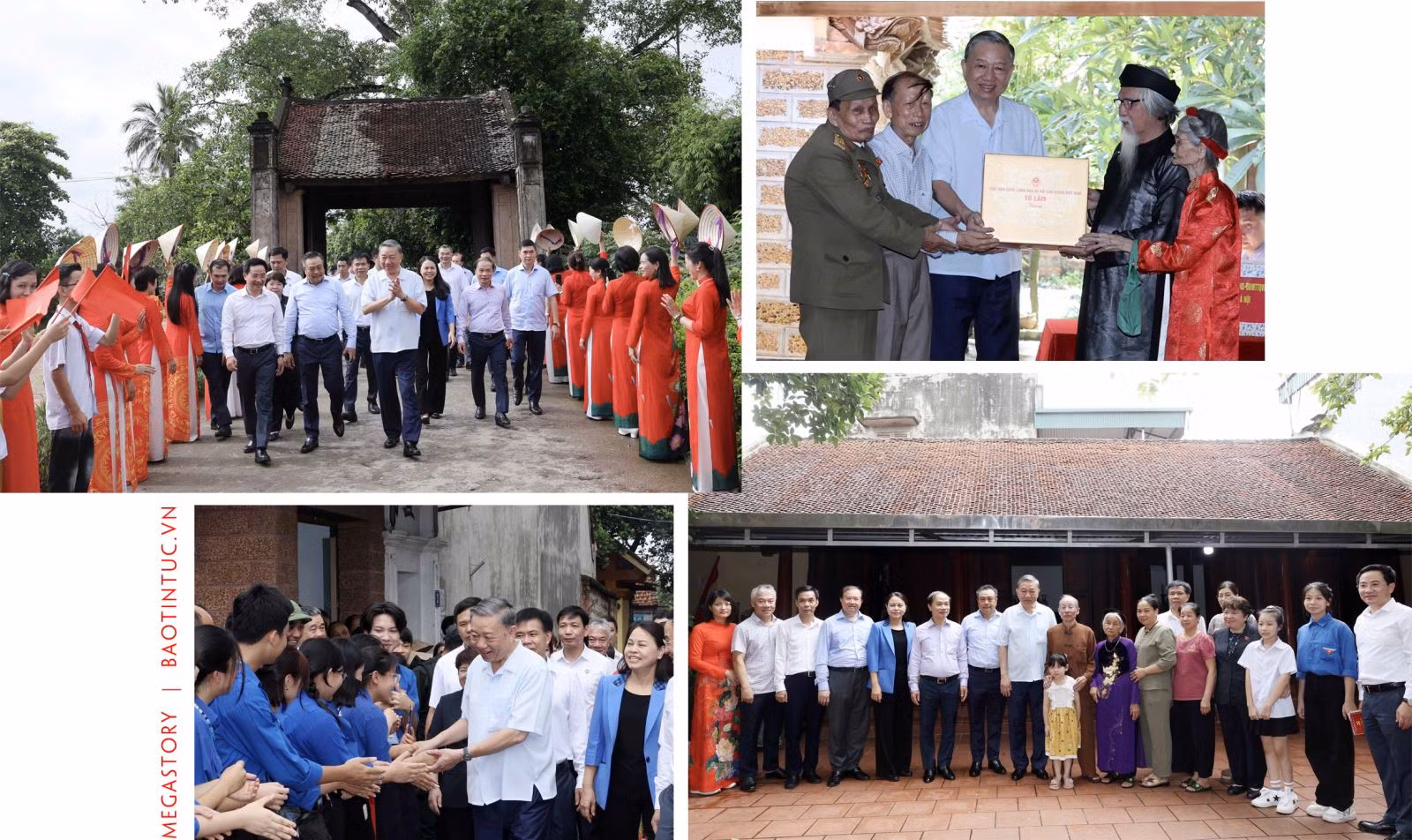 Chủ tịch nước Tô Lâm thăm làng cổ Đường Lâm, trò chuyện với nhân dân tại đình cổ Đường Lâm.