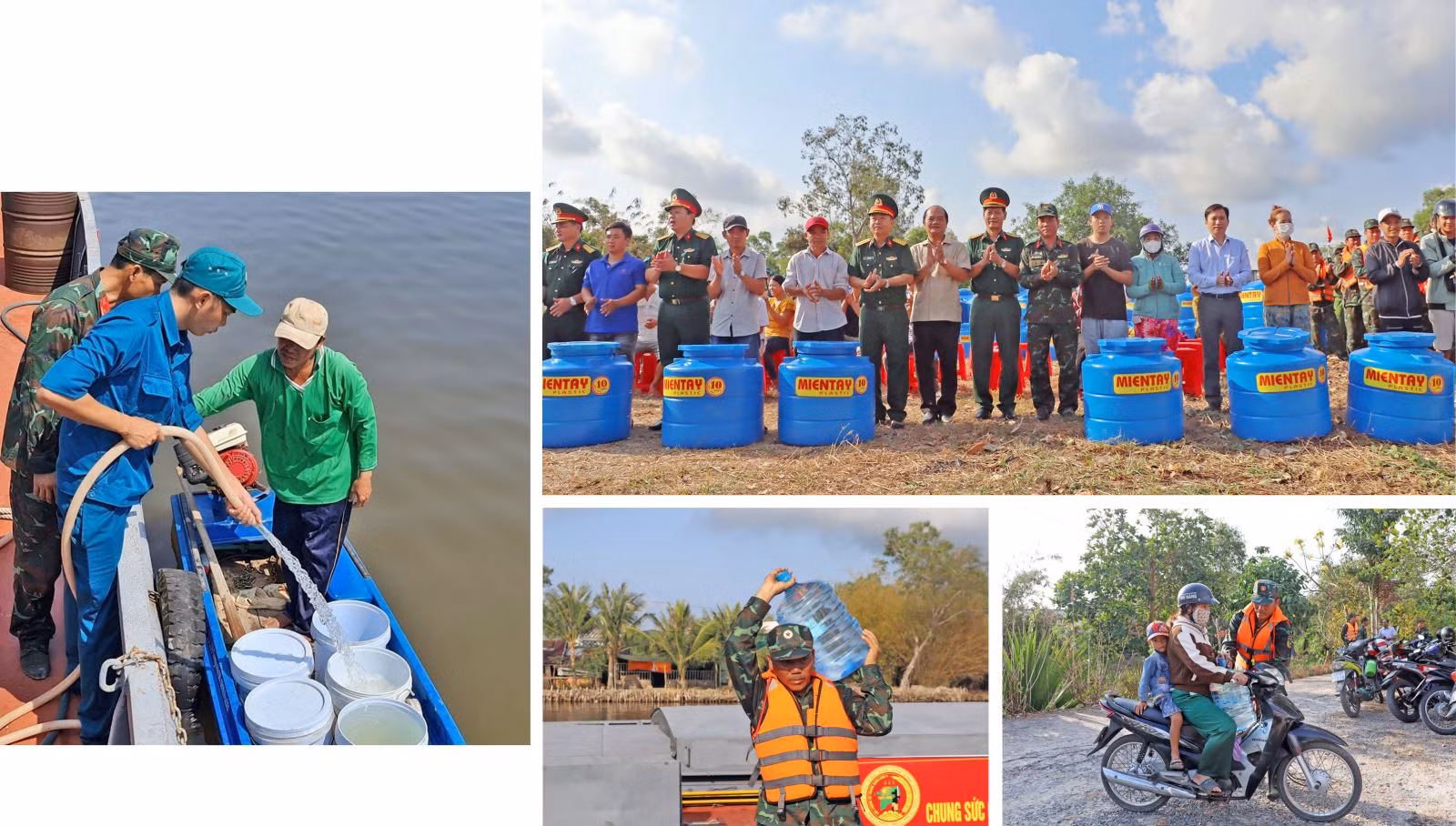 Nhằm giúp người dân tỉnh Cà Mau khắc phục tình trạng thiếu nước sinh hoạt do ảnh hưởng bởi hạn hán, xâm nhập mặn, ngày 8/4/2024, Lữ đoàn Vận Tải 659 thuộc Bộ Tư lệnh Quân khu 9 đã điều 3 tàu tải trọng từ 60 - 200 tấn chở hơn 1.700 m3 nước ngọt cung cấp cho người dân tại nhiều khu vực đang xảy ra tình trạng thiếu nước trầm trọng.