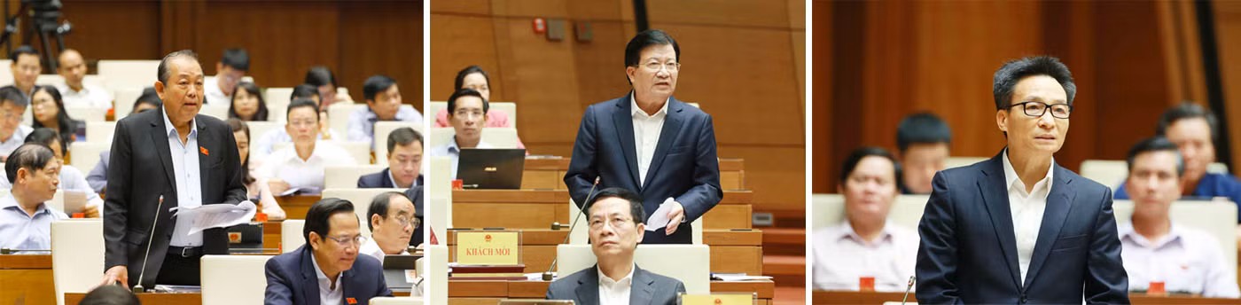 Các Phó Thủ tướng trả lời chất vấn của đại biểu Quốc hội.