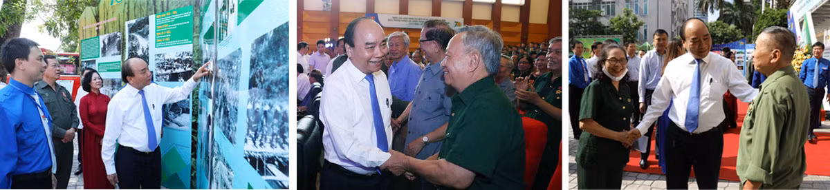 Thủ tướng Chính phủ Nguyễn Xuân Phúc với các đại biểu cựu Thanh niên xung phong.
