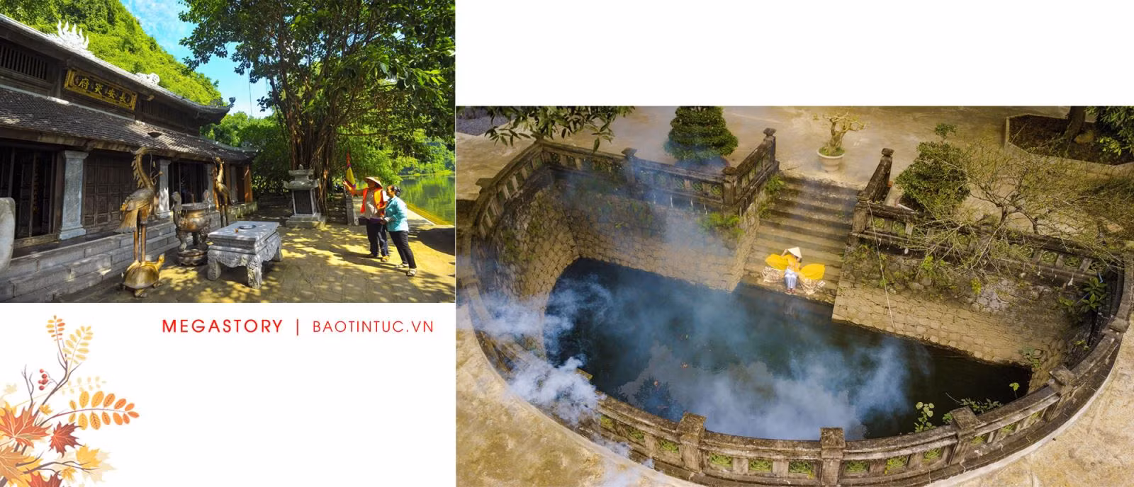 Đền Trình trong quần thể danh thắng Tràng An và Hồ bán nguyệt mang nét cổ kính nằm trong khuôn viên chùa Thiên Tôn (khu di tích lịch sử văn hóa cố đô Hoa Lư).