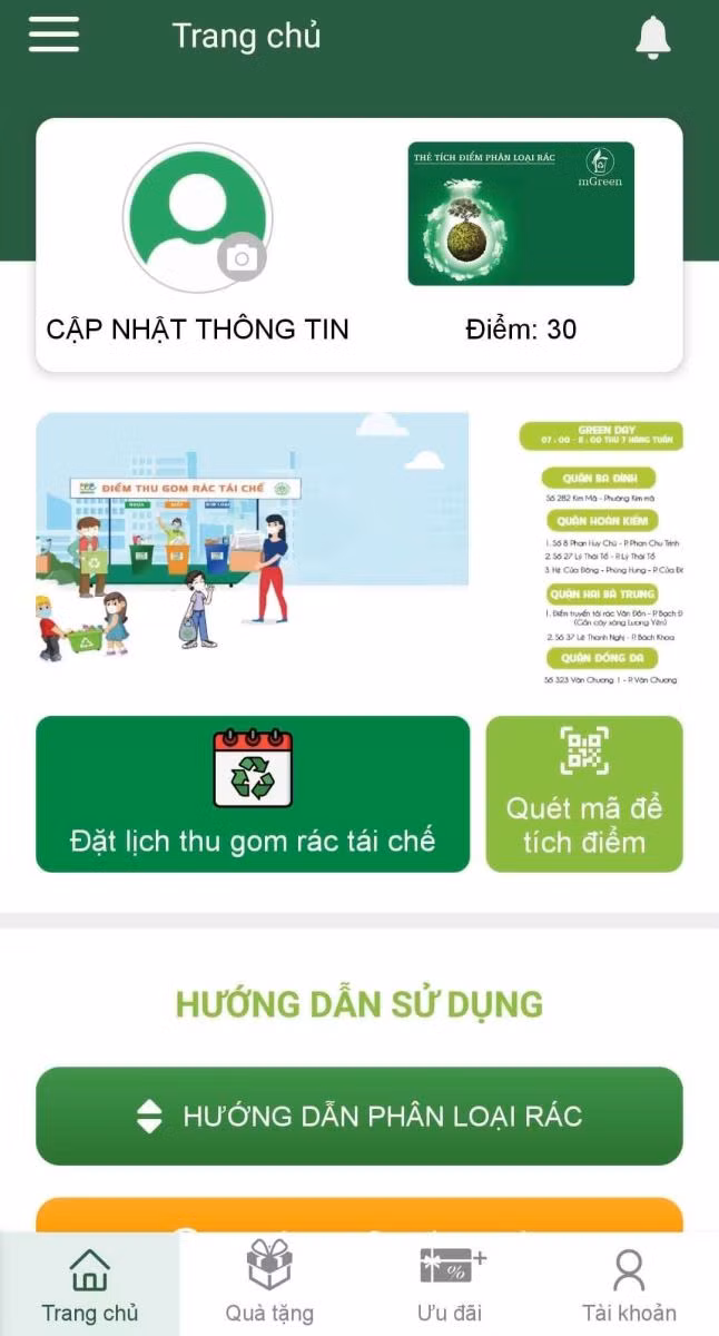 Người dân cũng có thể cài đặt ứng dụng trên điện thoại, liên hệ với nhân viên môi trường để đặt lịch thu gom rác tái chế.