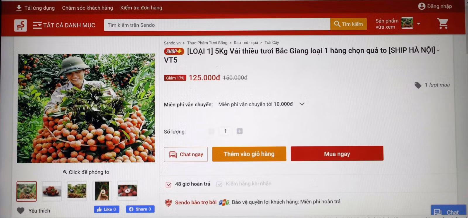 Vải thiều Bắc Giang được đưa lên bán online.