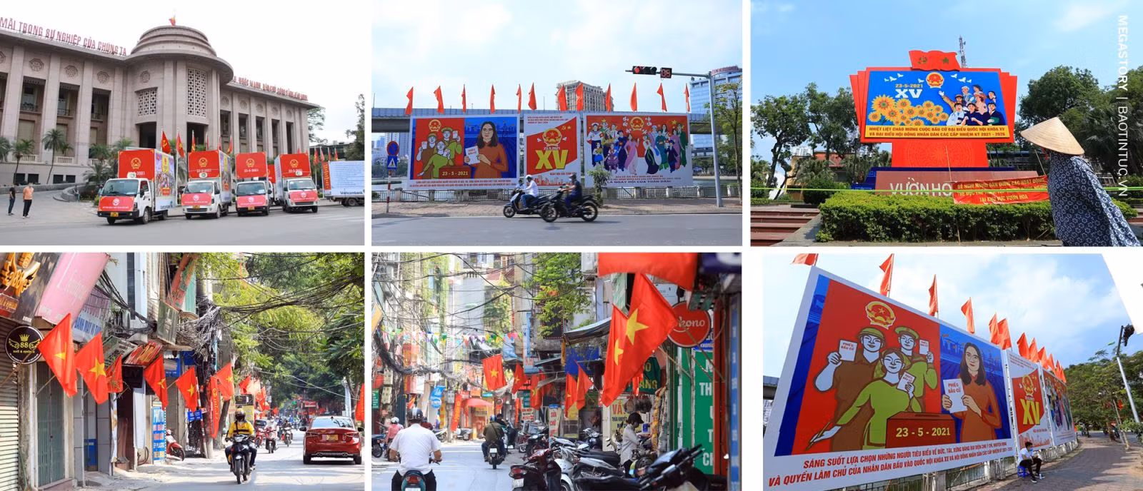 Thủ đô Hà Nội rực rỡ cờ hoa cho ngày bầu cử.