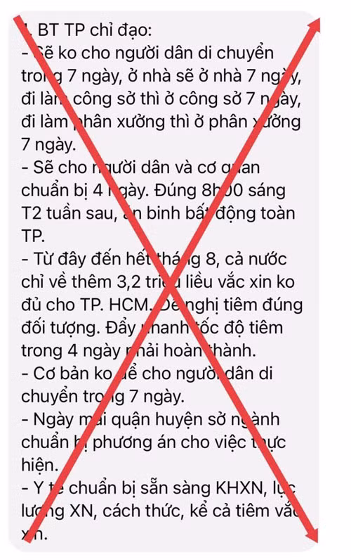 Thông tin lan truyền trên mạng xã hội là thông tin giả mạo. Ảnh chụp màn hình