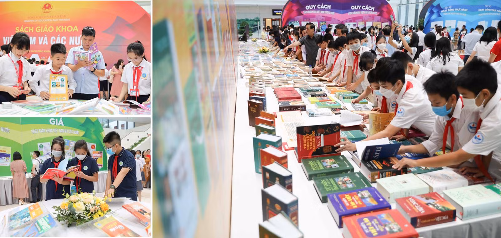 Trưng bày, giới thiệu lịch sử phát triển sách giáo khoa giáo dục phổ thông Việt Nam qua các thời kỳ cùng sách giáo khoa Việt Nam, quốc tế.