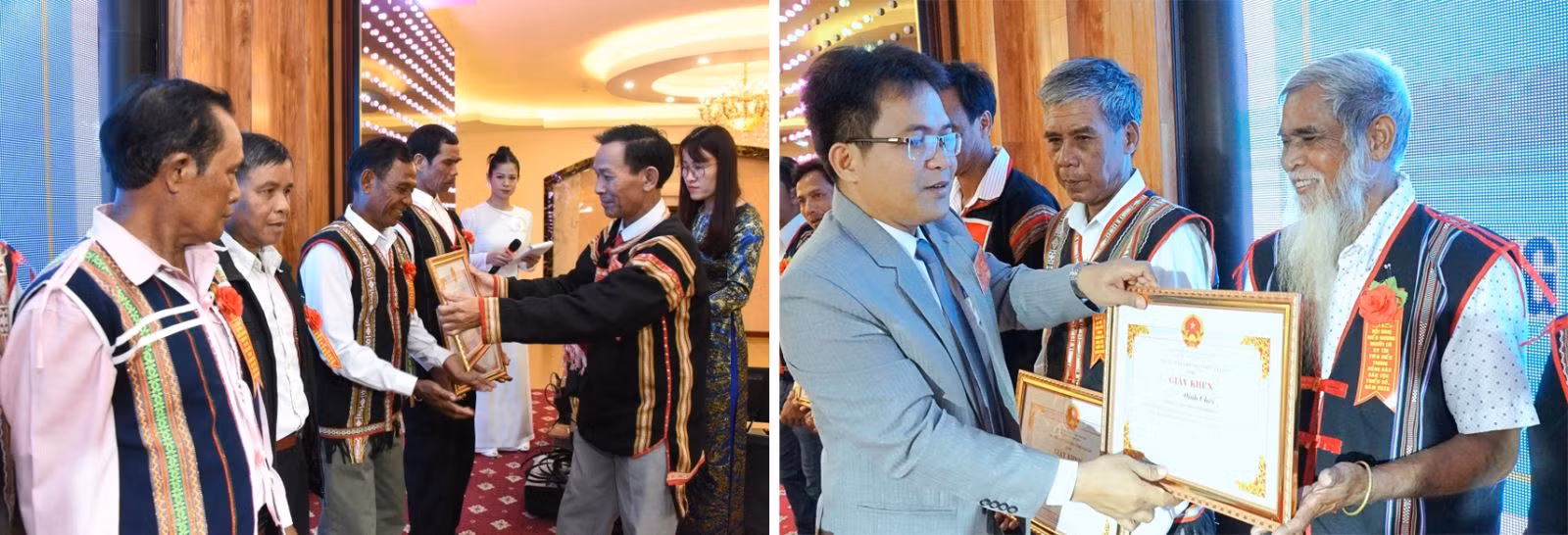 Ban Dân tộc tỉnh Gia Lai tặng Giấy khen cho những người có uy tín.