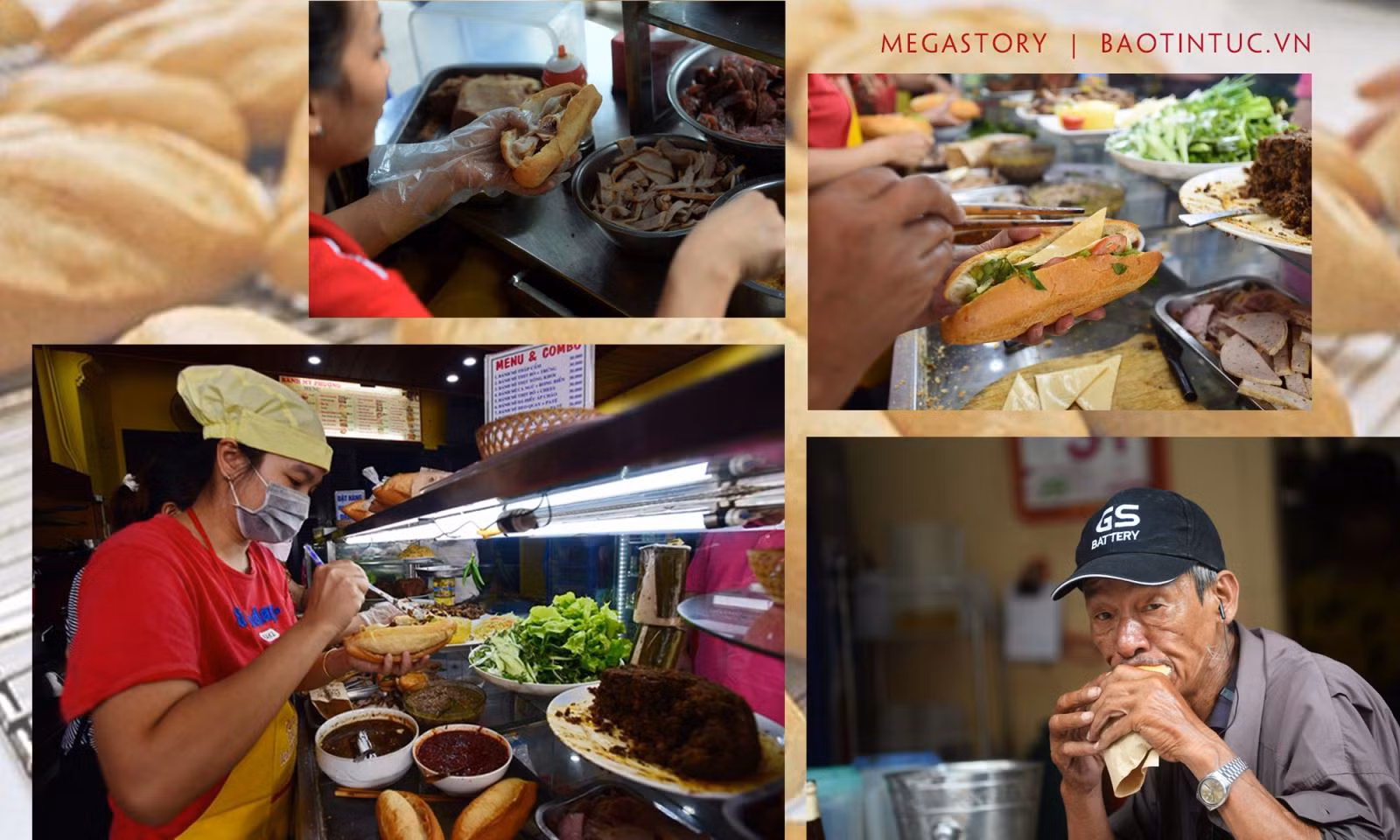 Bánh mì Hà Nội kiểu truyền thống chỉ gồm chút bơ, pate gan, thêm chút ruốc, xá xíu, vài lát giò, chả thái mỏng.