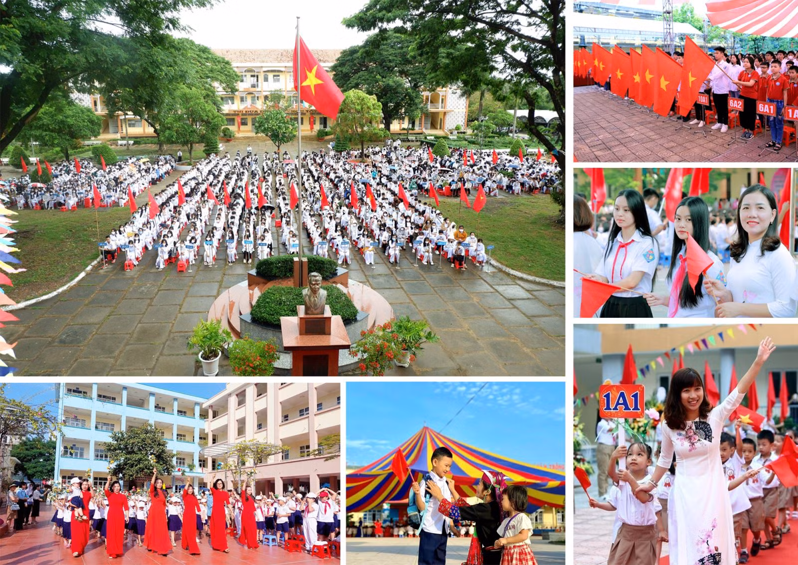Niềm vui của cô và trò trong ngày khai giảng năm học 2023 - 2024.