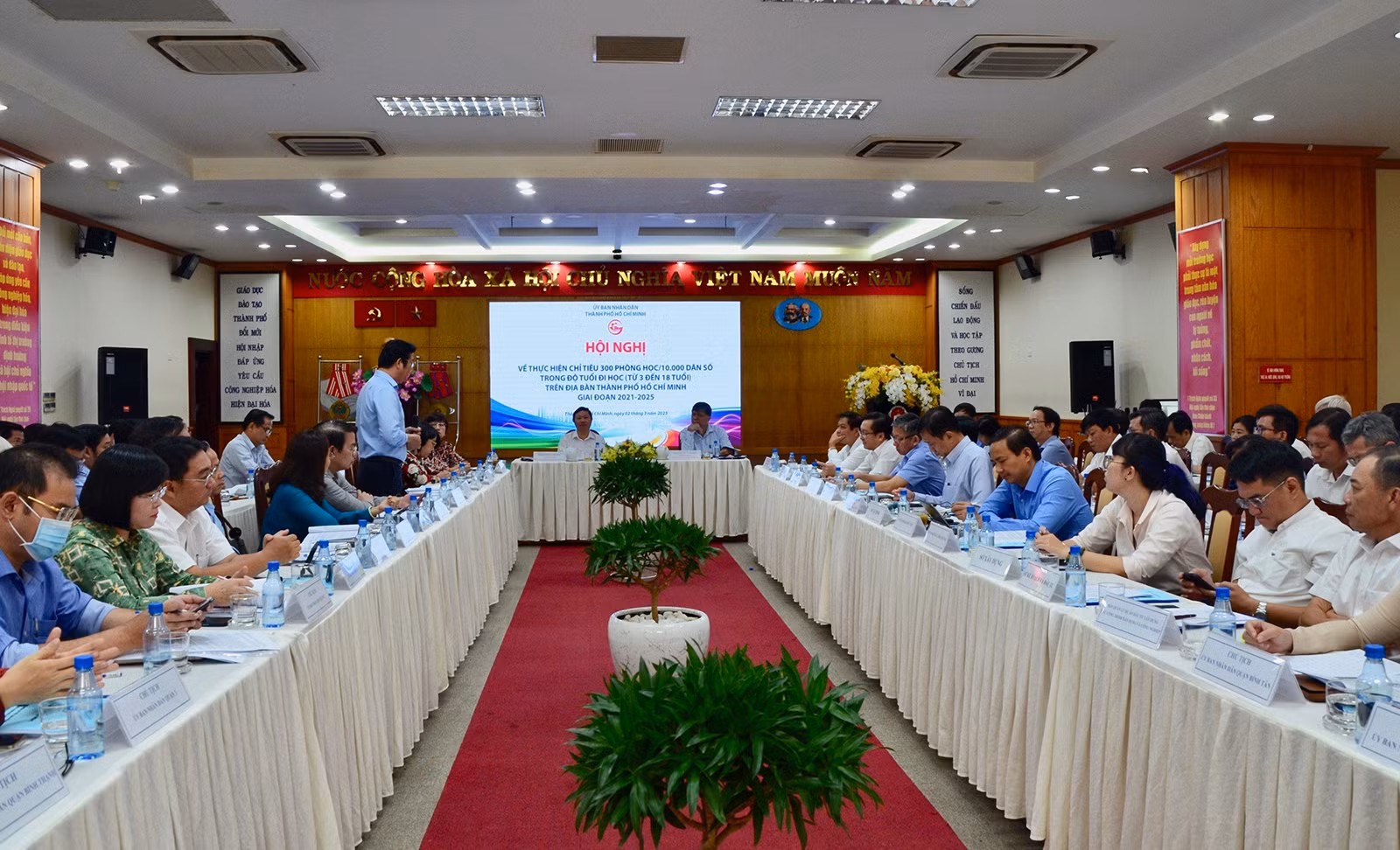 Hội nghị về thực hiện chỉ tiêu 300 phòng học/10.000 dân số trong độ tuổi đi học trên địa bàn TP Hồ Chí Minh giai đoạn 2021 - 2025.