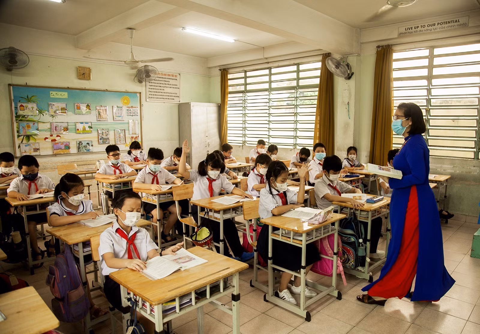 Một giờ học của học sinh Trường Tiểu học Phạm Ngọc Thạch (quận Phú Nhuận).